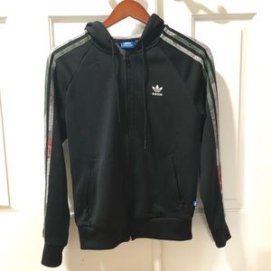 Adidas Zip-Up Hoodie with Floral stripes and hood